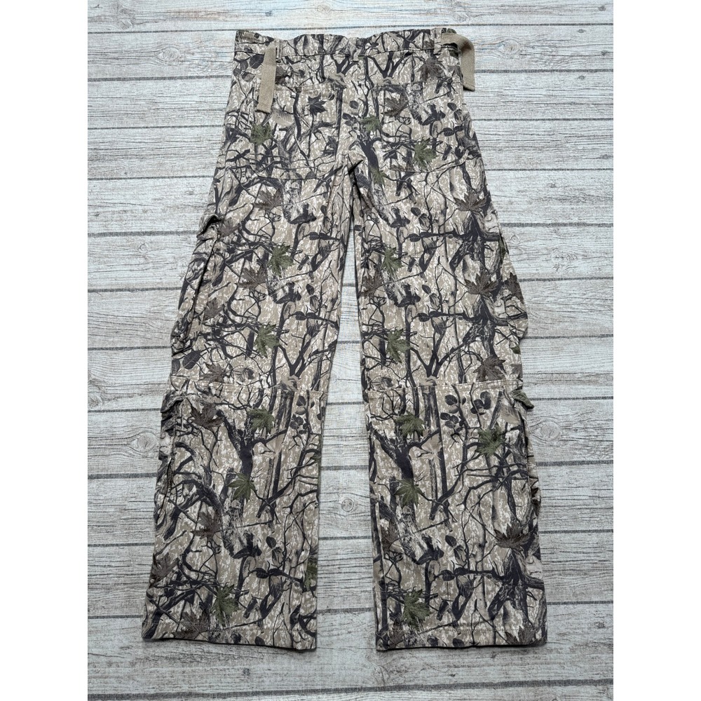 Y2K Cargo Pants Women's Small Gray Camo Tree Print Relaxed Fit Hunting Outdoor - Picture 2 of 7